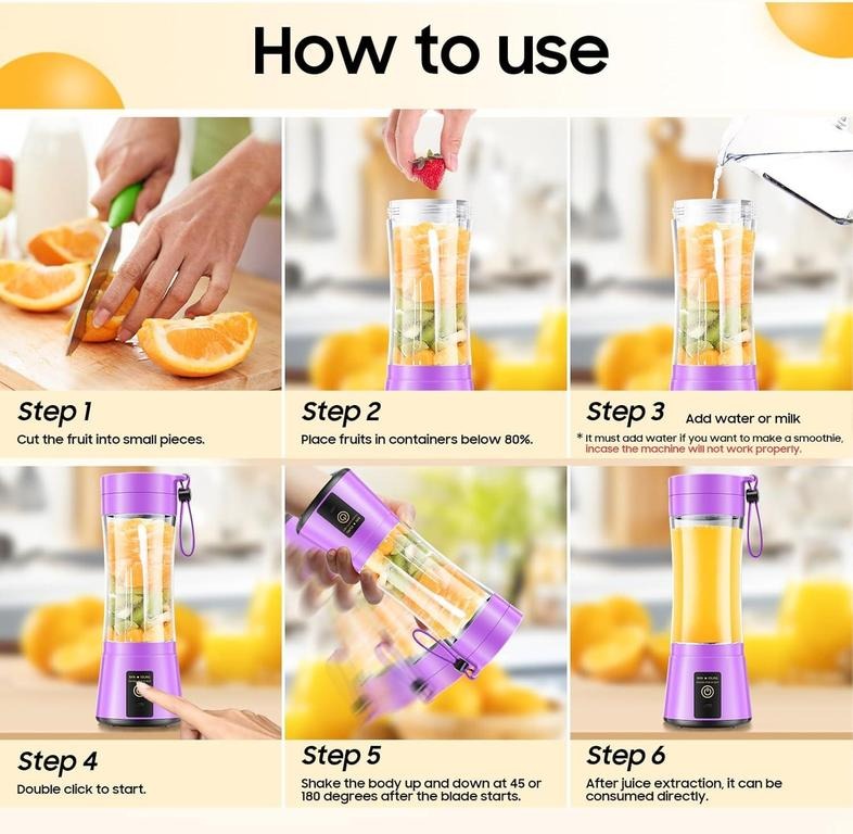 Portable Rechargeable Blender Juicer Cup